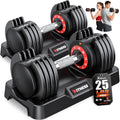 XDDIAS Adjustable Dumbbells Set of 2 for Strength Training, One-Hand Quick Adjust, 25/55/80/90 lbs Options, Anti-Slip Grip Handle, Compact Home Gym Weights for Men Women