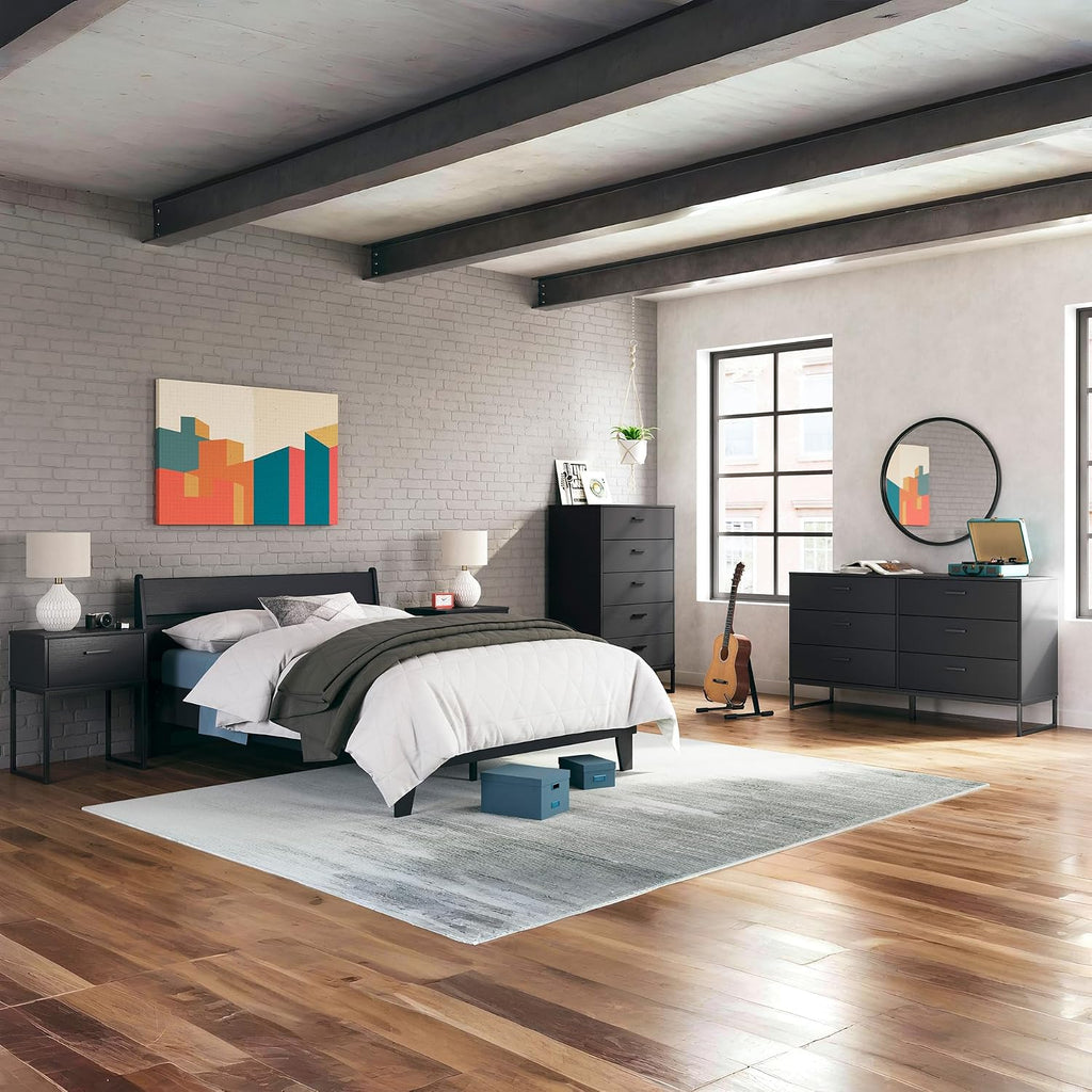 Signature Design by Ashley Socalle Casual Full Platform Bed with Metal Slats, No Box Spring Needed, Black