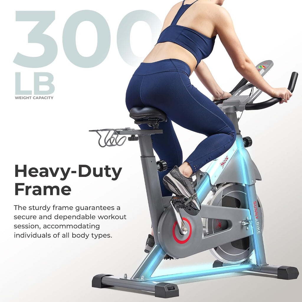 Sunny Health & Fitness Smart Cycling Exercise Bike, Free SunnyFit App Connection, Designed for Intensive Cardio Workout at Home, Adjustable Seat & Handlebar for Comfort Riding