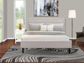 East West Furniture FN08K-1DE05 2-Piece Fannin Bedroom Set with 1 Wood Bed Frame and 1 Modern Nightstand - Reliable and Durable Construction - Mist Beige Linen Fabric