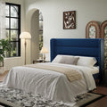 SHA CERLIN Full Size Velvet Bed Frame with Wingback Headboard/Upholstered Platform Bed with Wooden Slats/Mattress Foundation/No Box Spring Needed/Easy Assembly/Blue