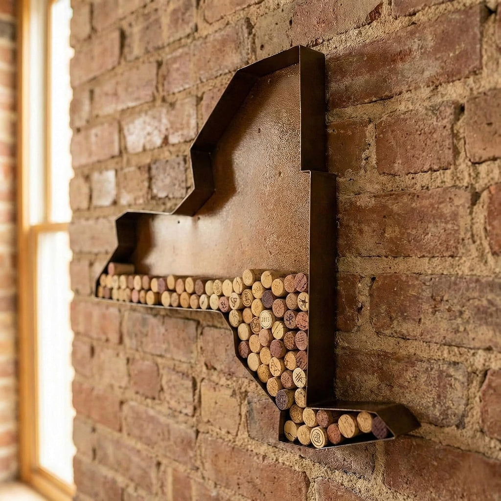 NEONSİGN New York State Map Wine Cork Holder Metal New York Decor Sign Wine Bar Pub Home Decoration (Brown Patina, 24 inch)