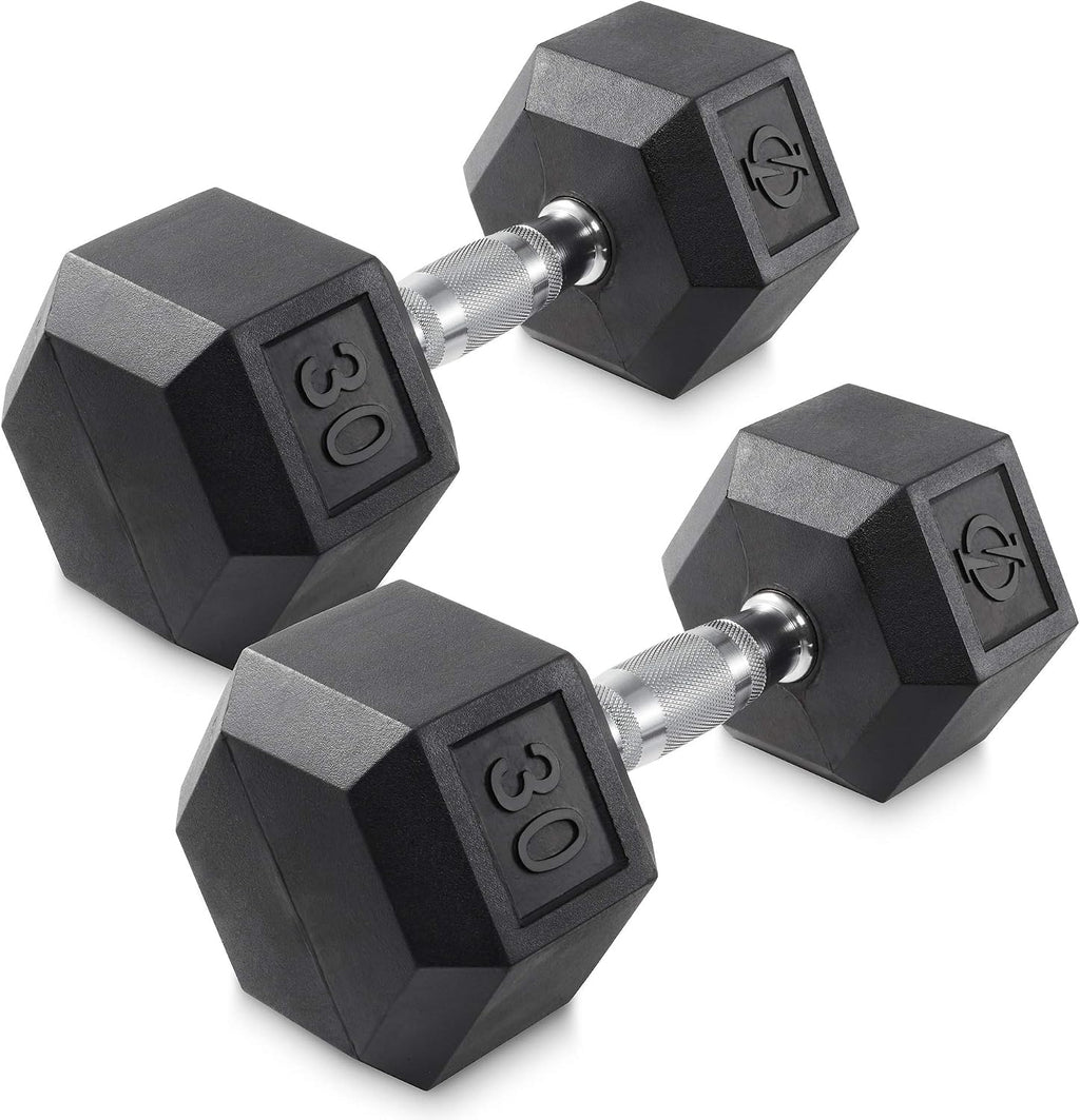 Philosophy Gym Rubber Coated Hex Dumbbell Hand Weights, Pairs