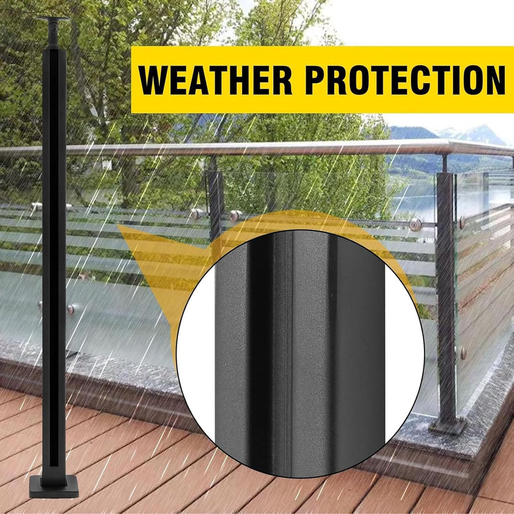 Glass Balustrade Post, 304 Stainless Steel Black Glass Railing Post can add handrails, Black Glass Panel Support for Railing/Patio Stairs/Indoor Staircase (Color : End Post, Size : Height-60cm/23.6i