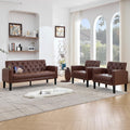 TYBOATLE 62' W Leather Loveseat w/Chairs, 3 Piece Sofa Sets for Living Room w/ 2 USB Charger Ports and 2 Cupholders, Living Room Furniture Sets of 3 (3, Brown)