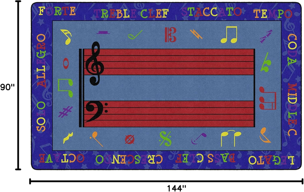 Flagship Carpets Fun with Music Colorful Musical Notes Classroom Educational Area Rug for Kids and Teachers, Durable Quality for Schools, Preschool, Daycare, Learning Centers, 7'6' x 12'