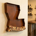 NEONSİGN Louisiana State Map Wine Cork Holder Metal Louisiana Decor Sign Wine Bar Pub Home Decoration (Brown Patina, 36 inch)
