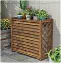 Plant Stand Solid Wood Plant Stand For Hide Ouside Ac Units, Garden Potting Bench Outdoor Plant Work Bench Station, W/Blinds & Lattice Decoration