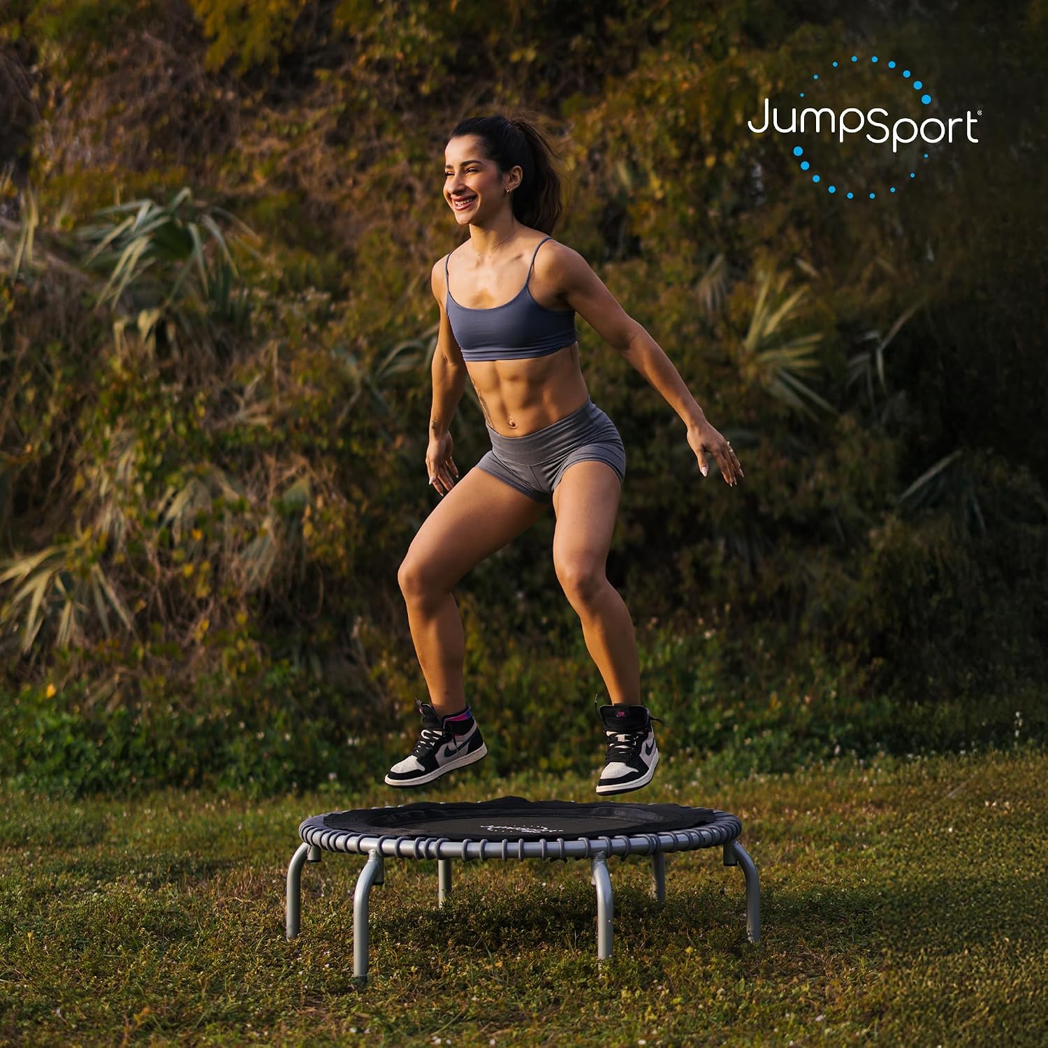 JumpSport 350 PRO 39 Inch Fitness Trampoline Indoor Rebounder Cardio Workout Equipment 300 lb Capacity