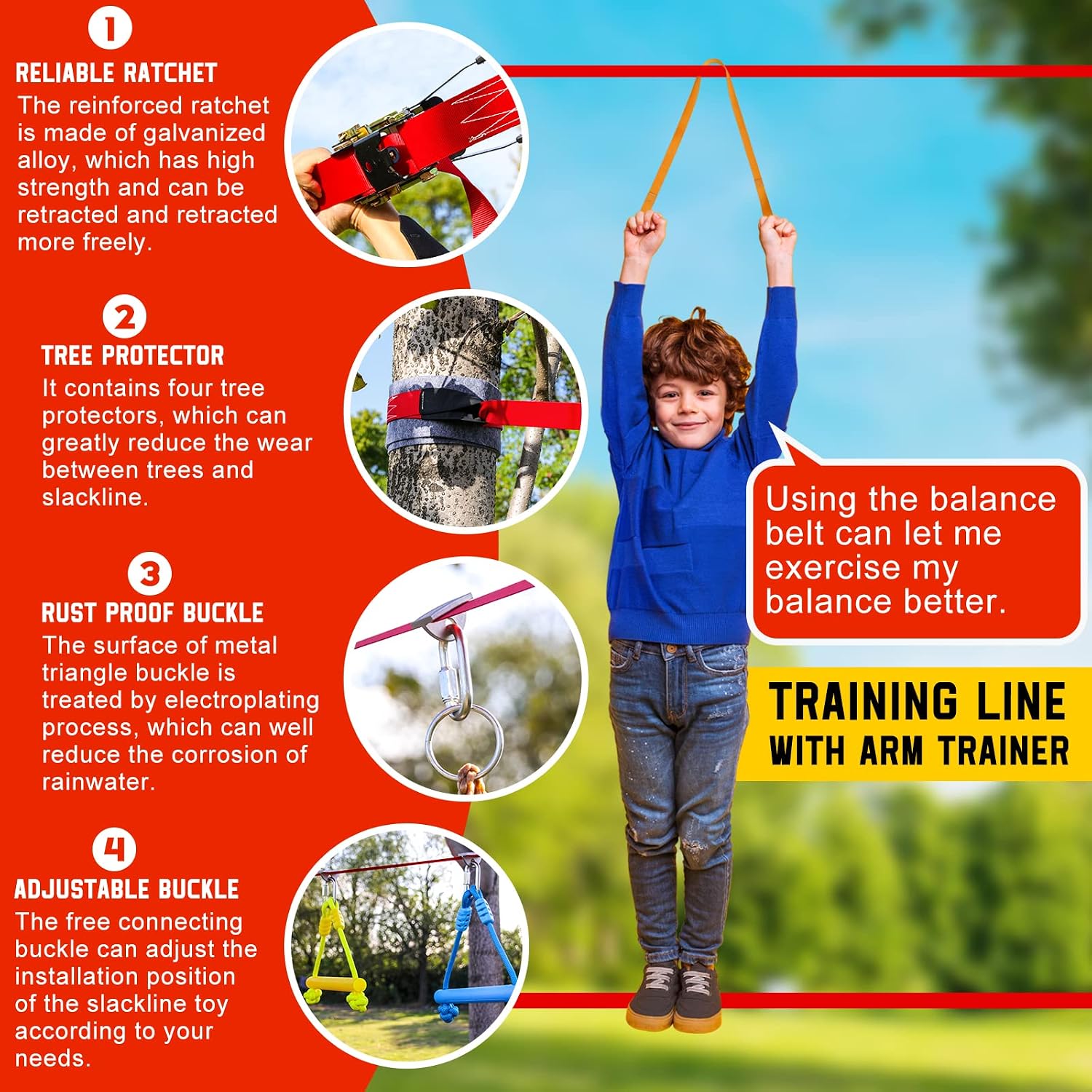 Ninja Warrior Obstacle Course for Kids-Playground Fitness Equipment Ninja Slackline with Multiple Accessories for Kids,Contain Swings,Rope ladders,Rings,Ninja Couse for Kids Outside (2x56ft)