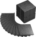 PRAISUN 0.6' Thicker Rubber Top Gym Flooring for Home Gym, 36 Pcs 144 Sq Ft Workout Mats, Exercise Mat, Interlocking Rubber Floor Mats with High Density EVA Foam for Garage, 24 x 24in, Black/Grey