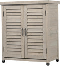 Potting Bench with Storage Cabinet and Metal Table Top - Outdoor Patio Garden Furniture Wood Workstation - Spacious Interior for Organizing Garden Supplies and Outdoor Gear (Grey)