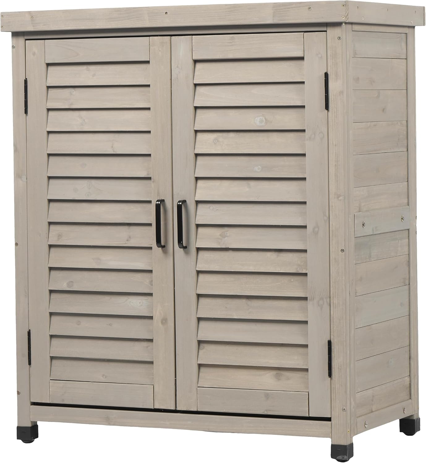 Potting Bench with Storage Cabinet and Metal Table Top - Outdoor Patio Garden Furniture Wood Workstation - Spacious Interior for Organizing Garden Supplies and Outdoor Gear (Grey)