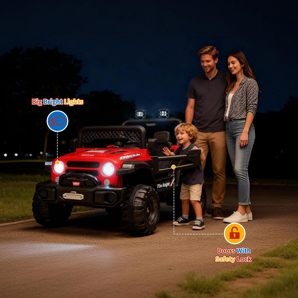 12V Ride on Truck，Kids Electric Car with Parent Remote Control| Features 3 Speeds Up to 6MPH, 2 * 550w Moto, Safty Belt，Spring Suspension, LED Lights, Music for Children Aged 2-8 Years(Red)
