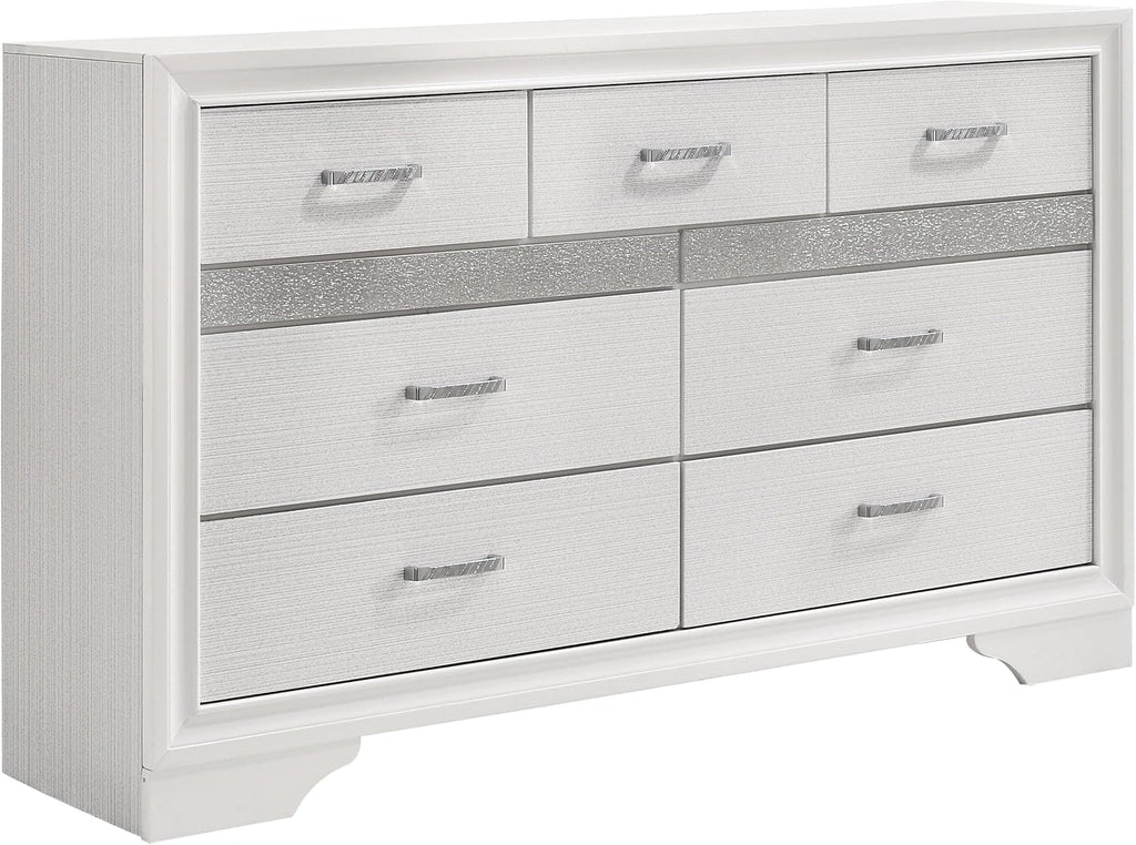 Coaster Home Furnishings Miranda Contemporary 5-Piece Bedroom Set Full Size Storage Panel Bed Frame 50-inch Headboard White 205111F-S5