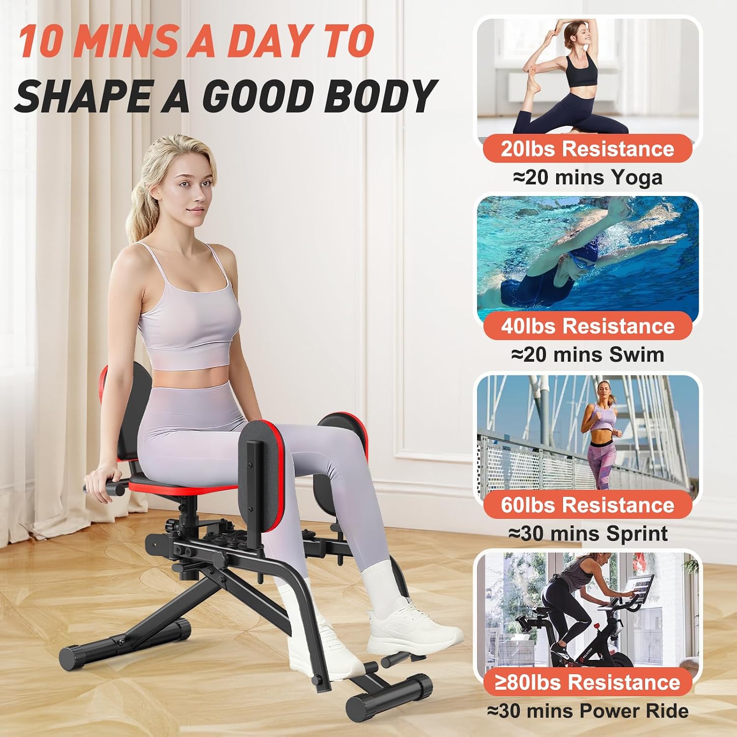 ERGOLIFE Hip Adduction Abduction Machine with 6 Resistances for Home/Office Gym, 2 in 1 Inner Thigh Exercise Equipment Buttocks Lifting Glute Machine for Men or Women
