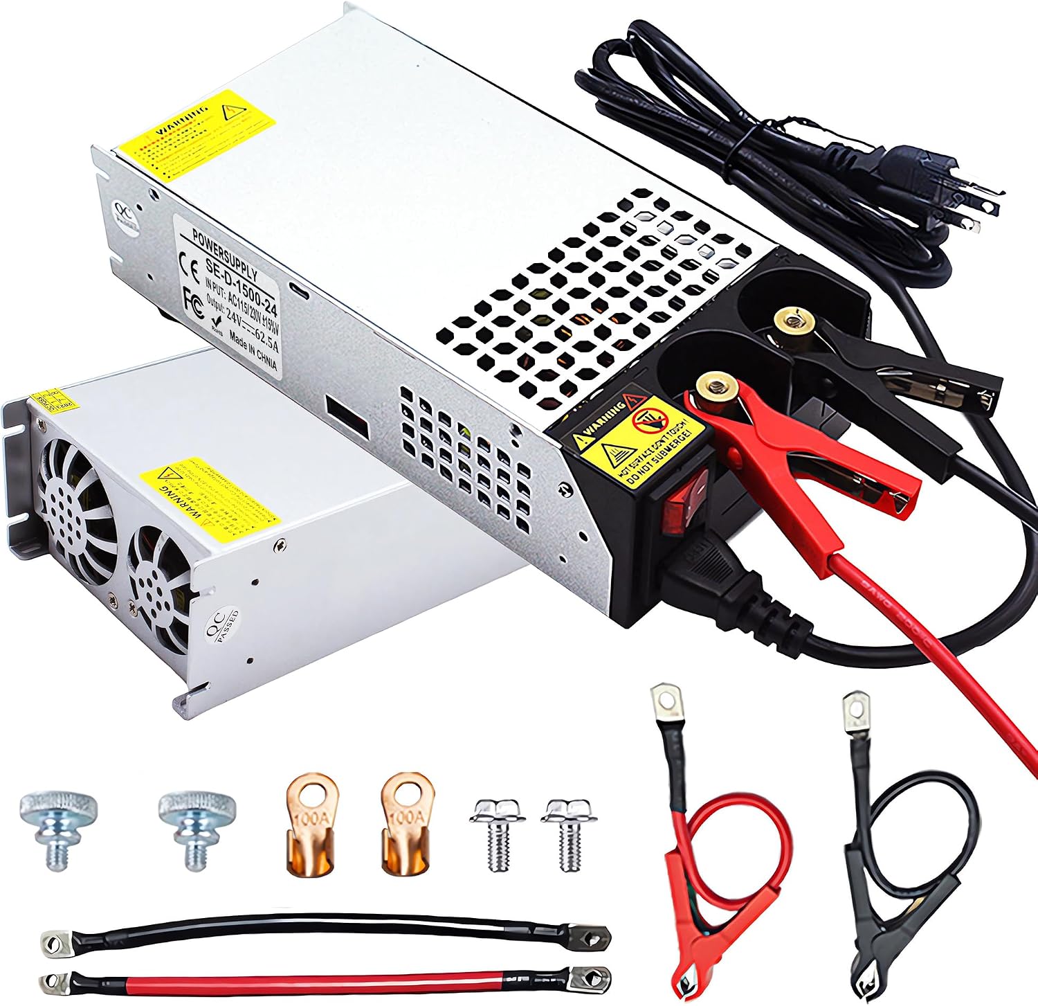 AC to DC 24V 62.5A 1500W Power Supply,Universal SMPS Switching 110V to 24V Converter Transformer Driver Adapter for DIY,RV,Pump,LED Strip,LCD Monitor(DC24V-62A-1500W)