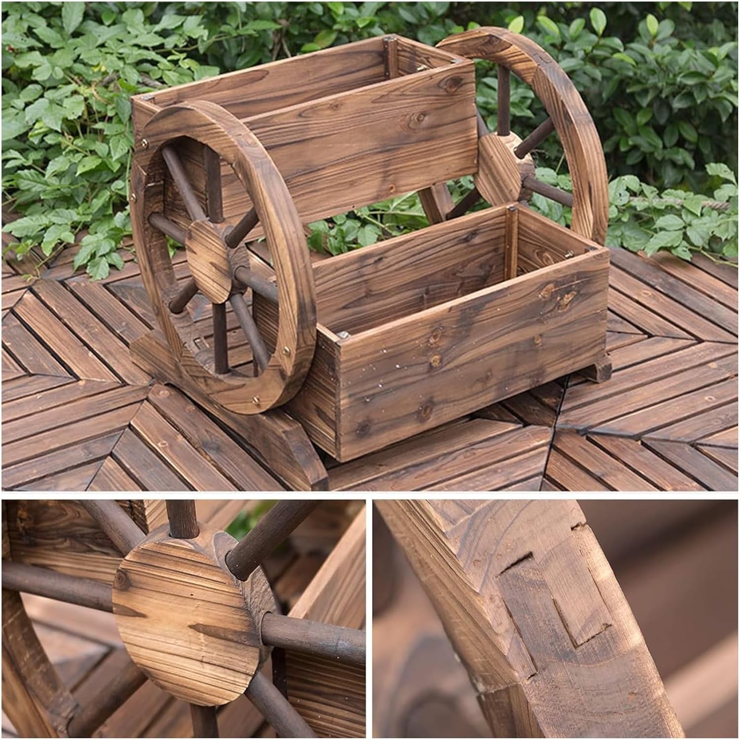 Plant Stand Indoor, Flower Display Stand, Two Layers Outdoor Potting Bench, Garden Workstation Table with Wheels,Lower Storage and Lattice Back