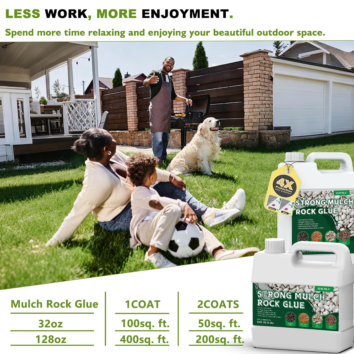540 oz Clear Mulch Glue for Landscaping — Strong Rock Glue for Landscaping, All-Weather Anchor Binder Adhesive, Locks Down Gravel & Stones, Prevents Wind & Rain Erosion, Pet-Safe