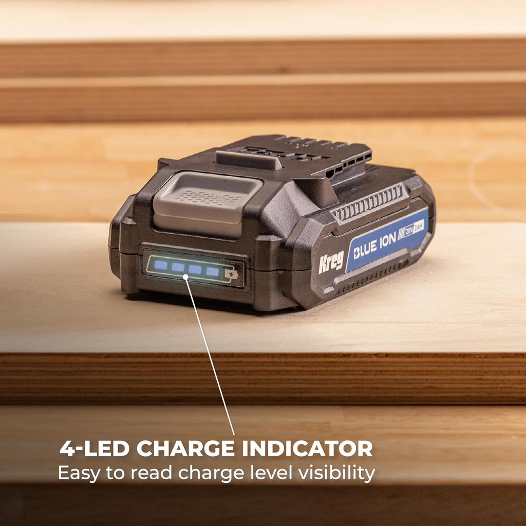 Kreg Blue Ion 2.0 Ah Battery & Charger Starter Kit - Durable Rechargeable Battery & Charger for Workshop & DIY Projects - Impact Resistant & Lightweight - BCB2A20A