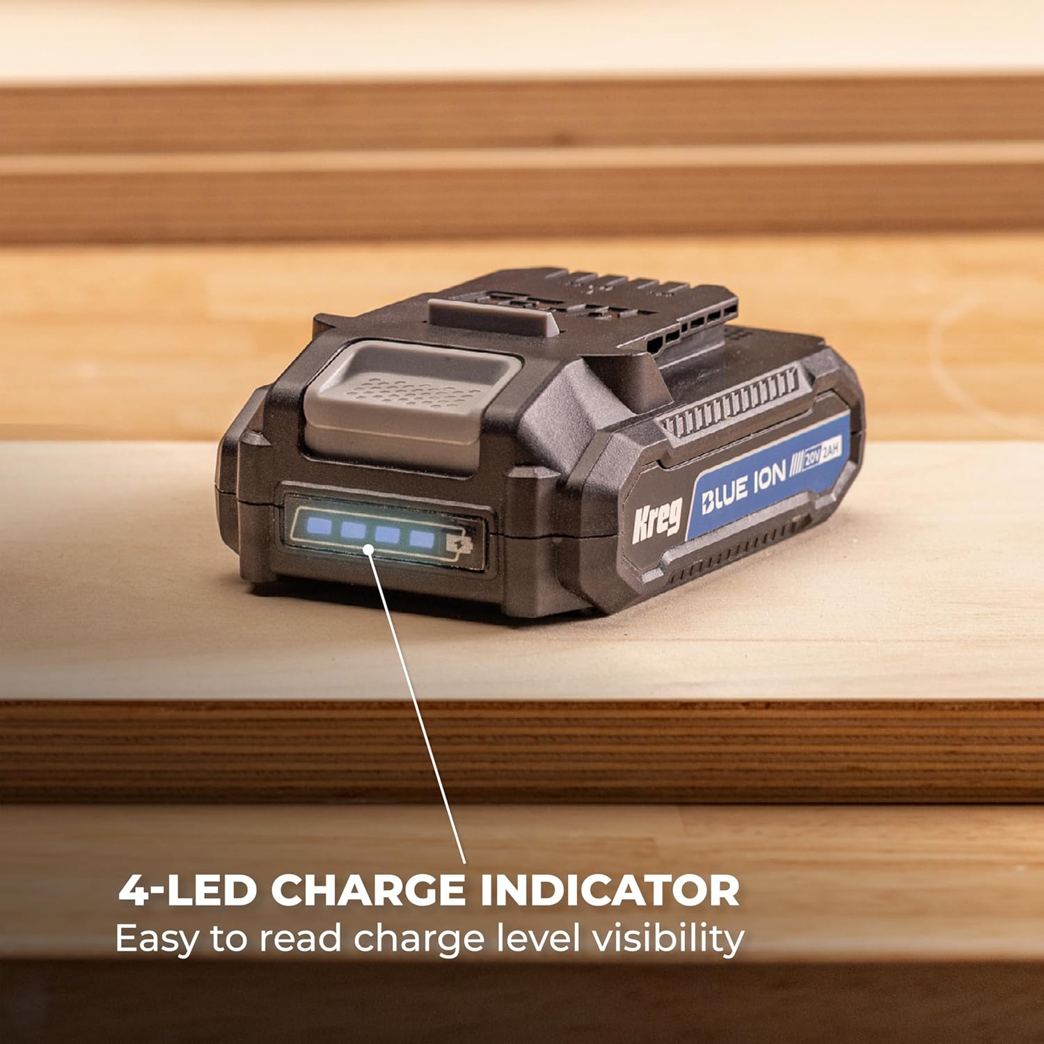 Kreg Blue Ion 2.0 Ah Battery & Charger Starter Kit - Durable Rechargeable Battery & Charger for Workshop & DIY Projects - Impact Resistant & Lightweight - BCB2A20A
