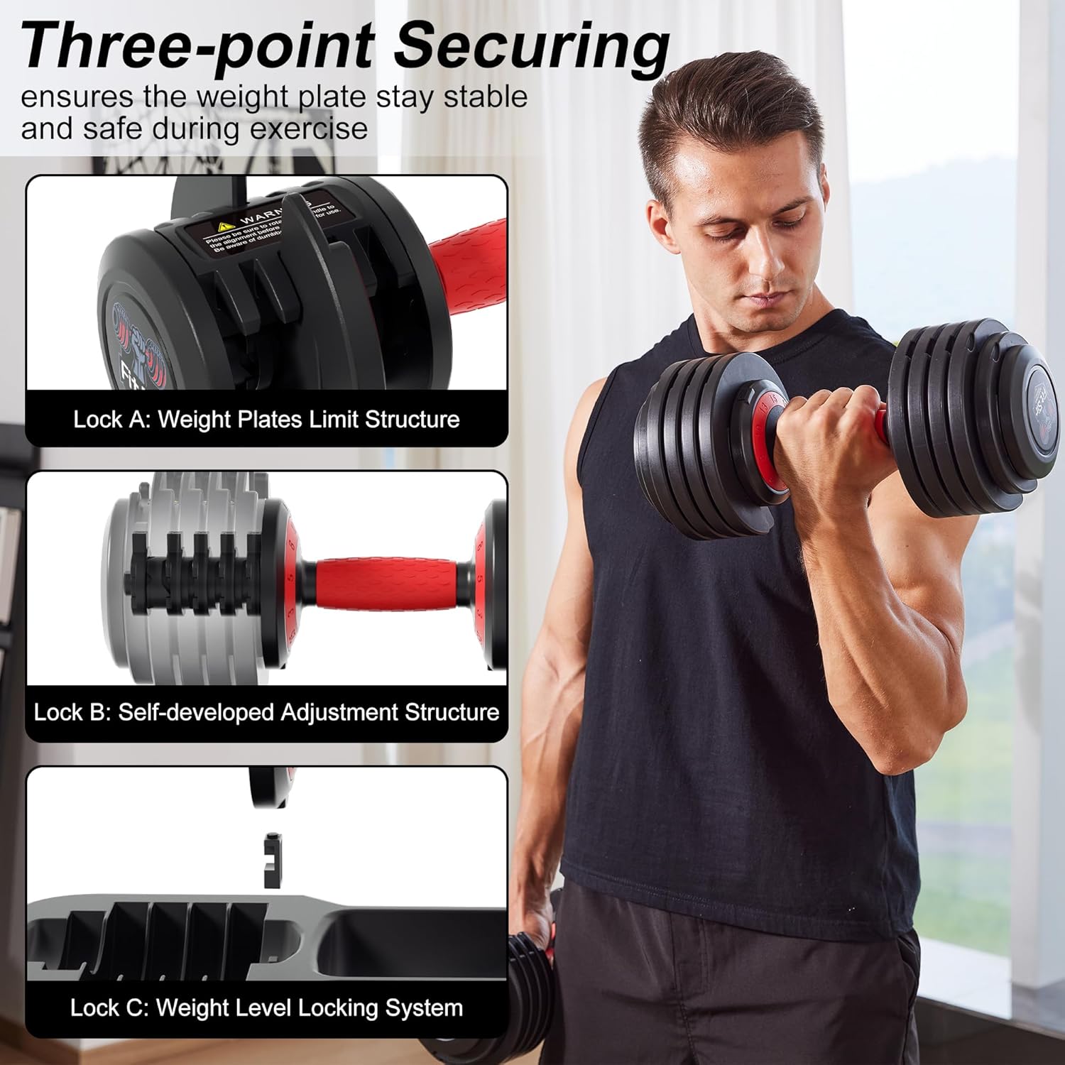 Adjustable Dumbbell Set, 10-in-1 25LB/55LB Ajustable Dumbbells with Safe Locking System, Enclosed Storage Tray, 1 Sec Fast Adjustment, Comfortable Non-Slip Textured Grip, Suitable for Home Gym Workouts Men and Women