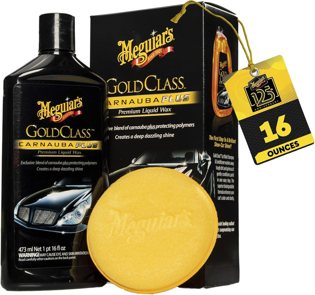 Meguiar's Gold Class Carnauba Plus Premium Liquid Wax Kit,Car Detailing Kit with a Pure Carnauba Wax Blend & Foam Applicator Pad for Keeping Glossy Paint Protected Like a Pro,16 Oz Bottle(Pack of 6)