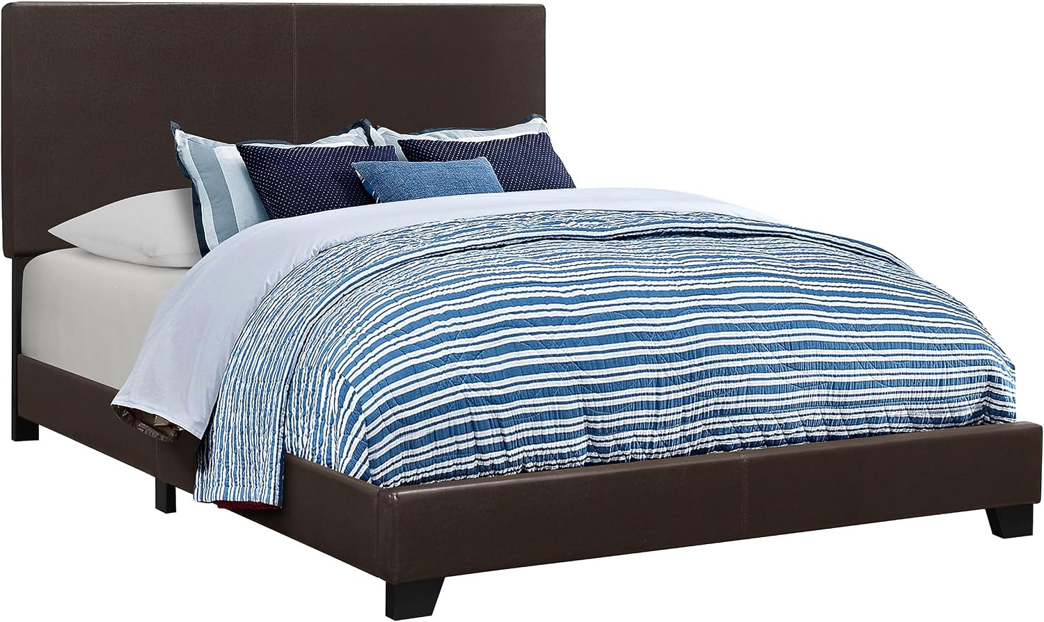 Coaster Home Furnishings Dorian Transitional 4-Piece Bedroom Set Leatherette Upholstered Full Size Panel Bed Frame 46-inch Headboard Dark Cocoa 300762F-S4