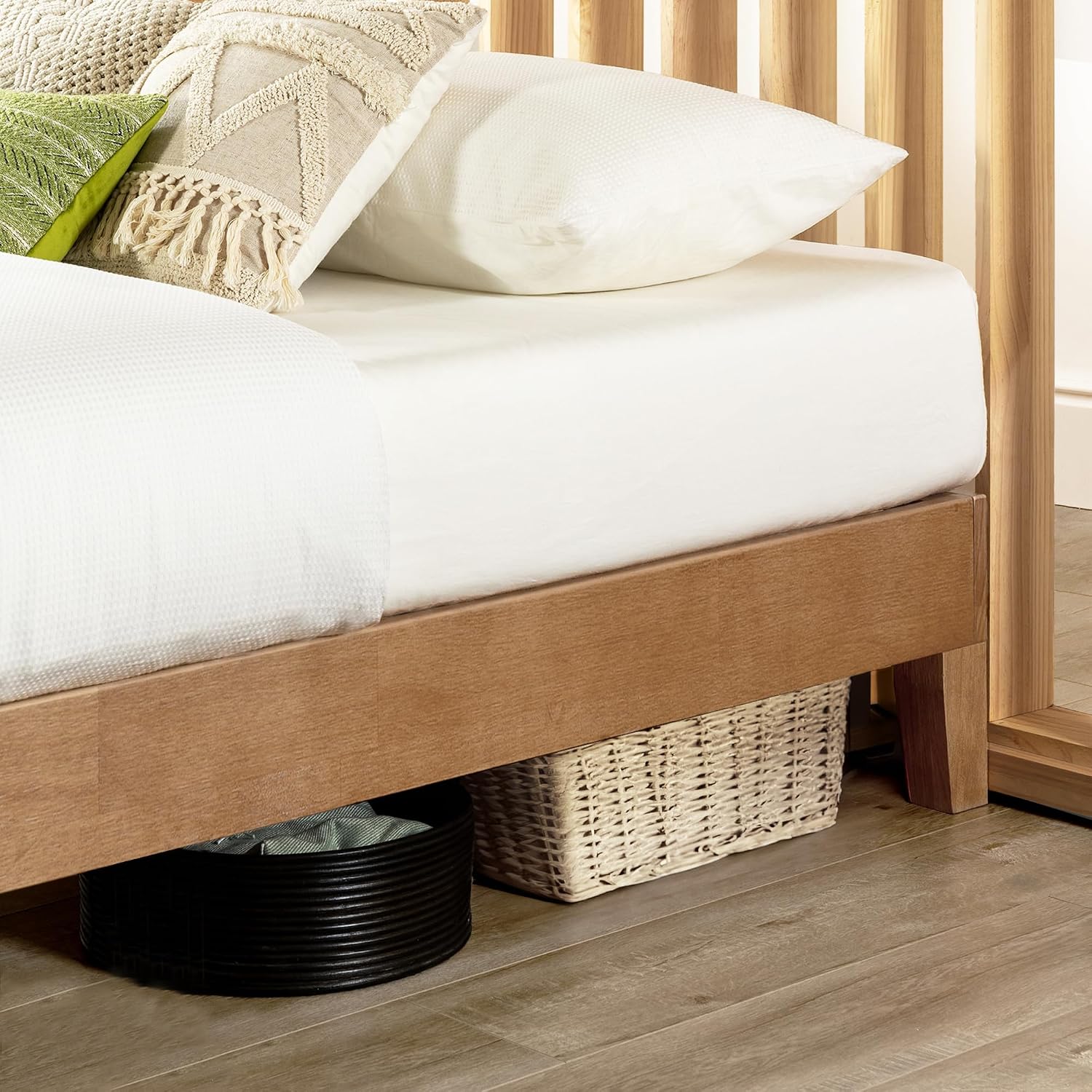 Mellow Naturalista Grand - 12 Inch Solid Wood Platform Bed with Wooden Slats - No Box Spring Needed - Full (Natural Pine)