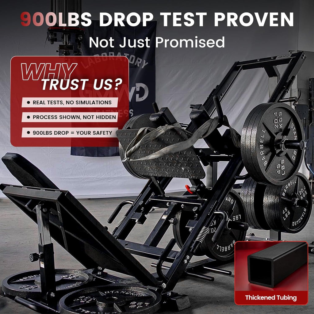 GMWD Leg Press Hack Squat Machine Combo, Leg Exercise Machine with Linear Bearing, 45-Degree Lower Body Special with Weight Storage for Quads, Hamstring, Glutes, Calves, Home Gym Leg Day Equipment
