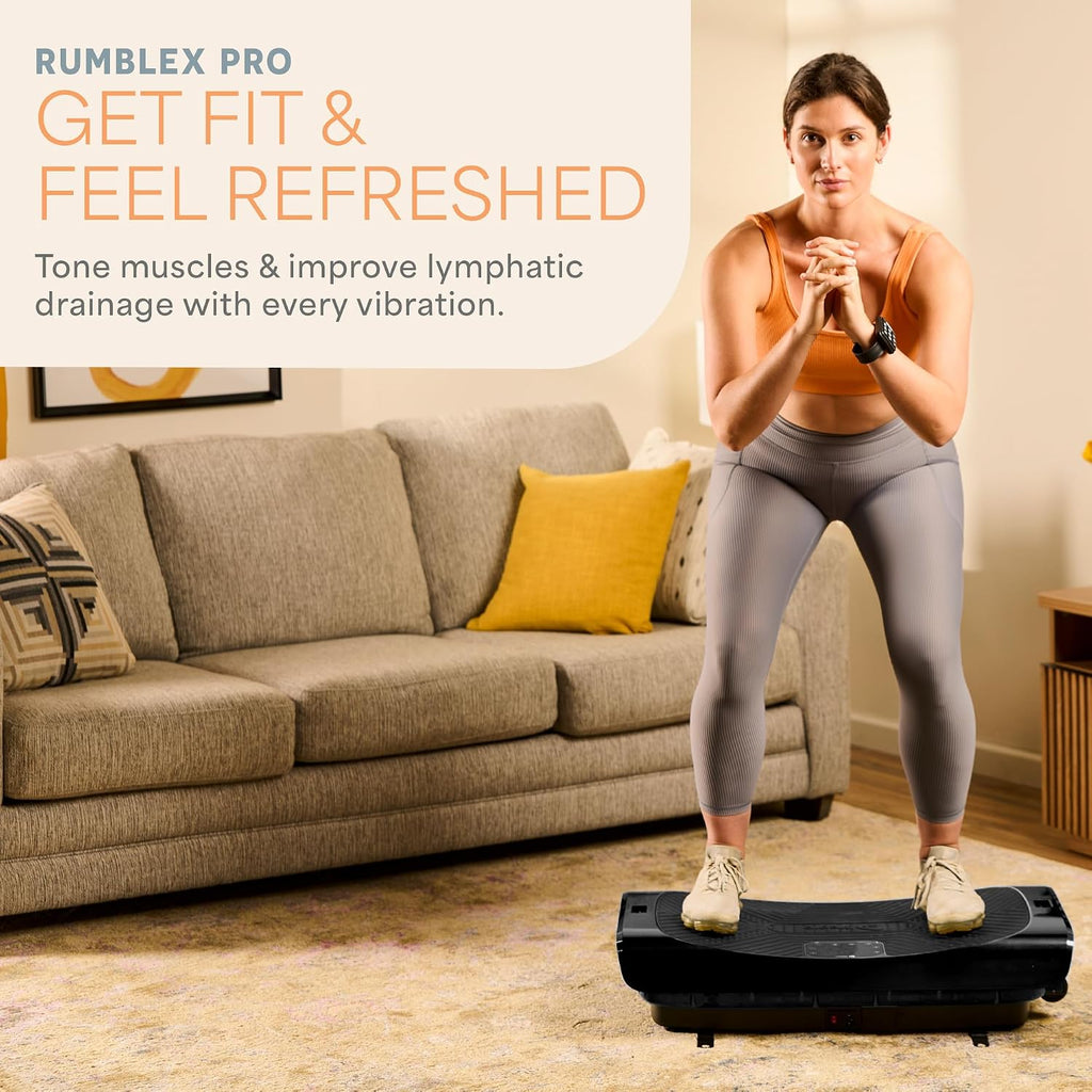 Lifepro 4D Vibration Plate Exercise Machine — Triple Motor, 7 Presets, 60 Speeds Rumblex Plus/Pro Vibrating Platform with Wrist Remote — Whole Body Shaker Vibration Plate for Lymphatic Drainage