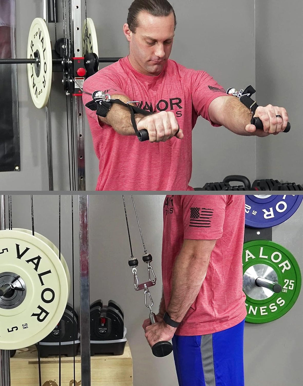 Valor Fitness Wall Mounted Cable Machine, Dual Adjustable Pulley System with 16 Height Positions, Space-Saving Home Gym Strength Training Equipment