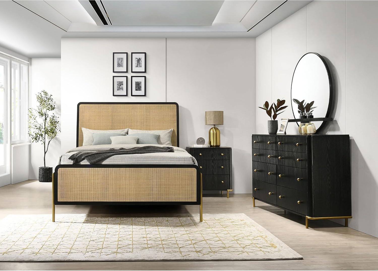 Black and Natural 4 King Bedroom Set