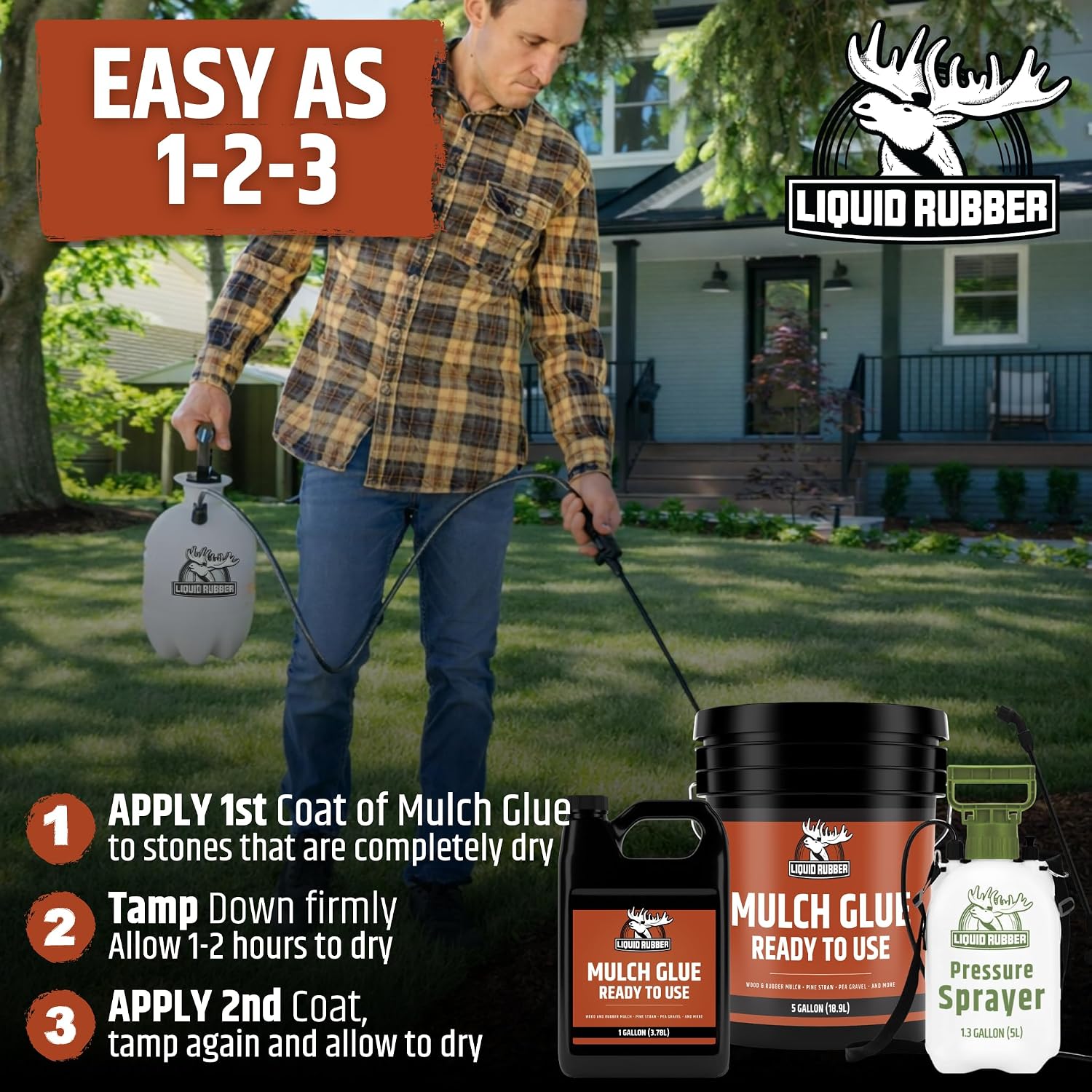 2 x 1G Mulch Glue + Garden Pump Sprayer KIT