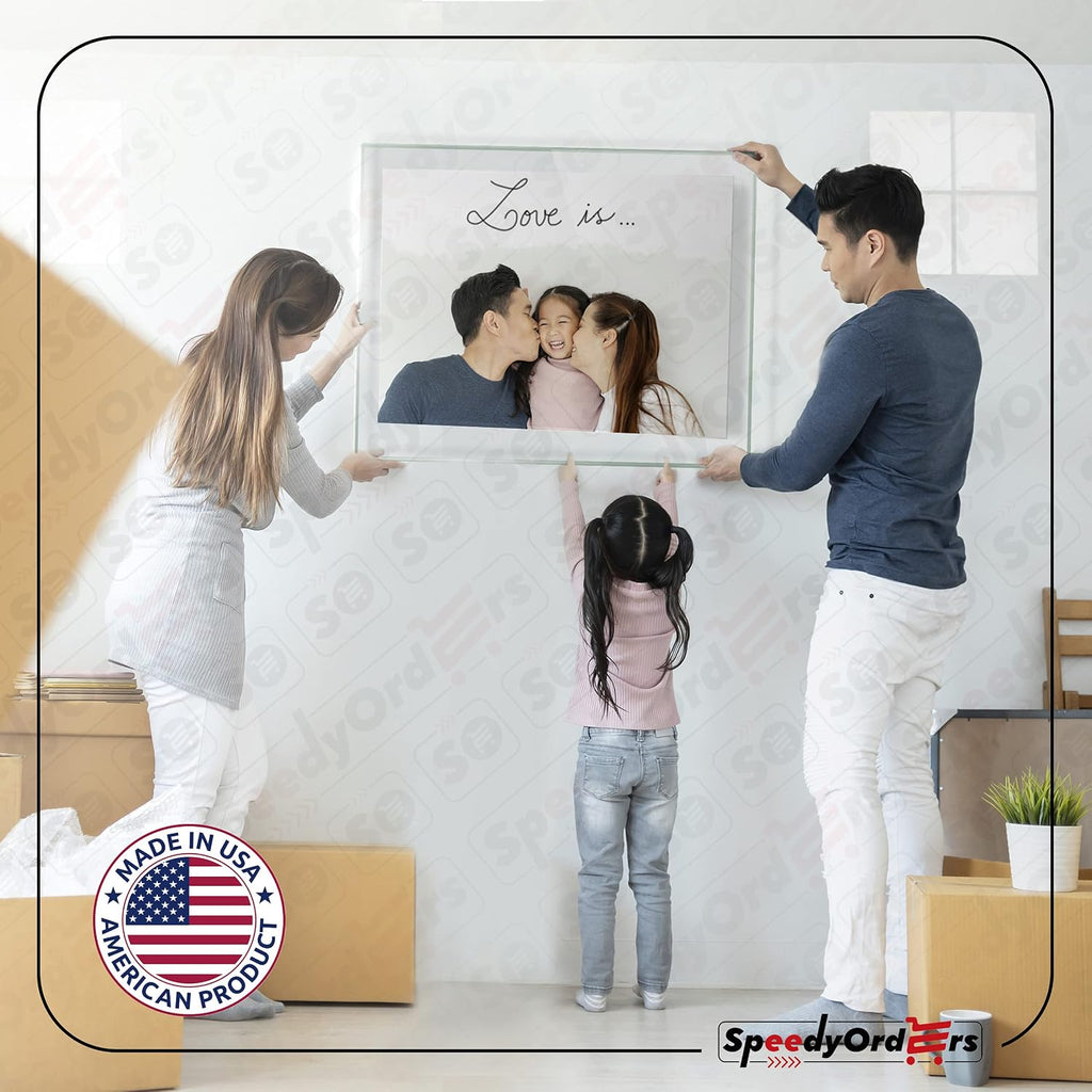 SPEEDYORDERS Clear Acrylic Wall Mount Photo Frame 20'x24' Gold Anchors | Double Acrylic Floating Photo Frame | Clear Acrylic Double Panel Photography Display