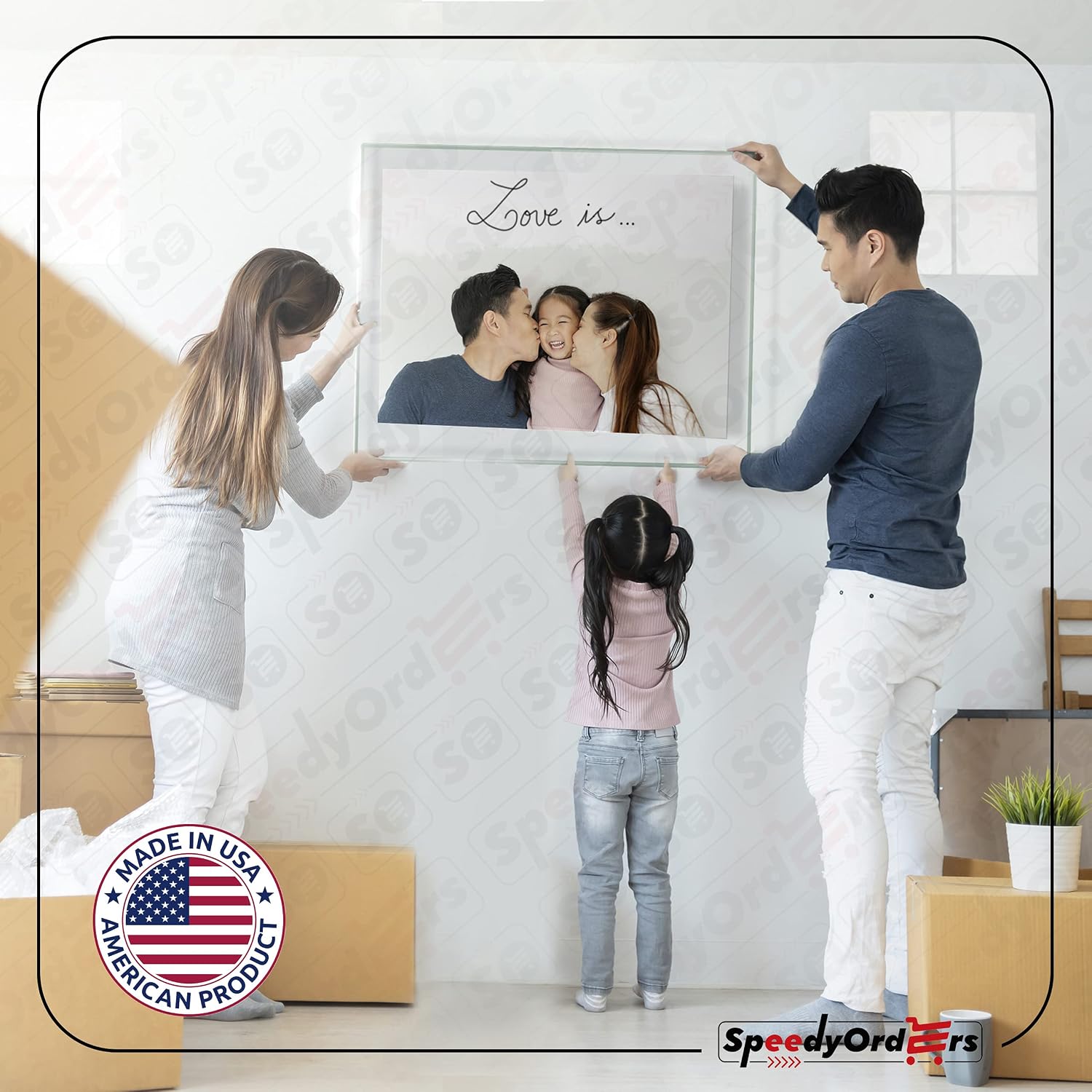 SPEEDYORDERS Clear Acrylic Wall Mount Photo Frame 20'x24' Gold Anchors | Double Acrylic Floating Photo Frame | Clear Acrylic Double Panel Photography Display