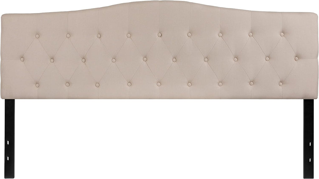 Flash Furniture Cambridge Button Tufted and Diamond Stitched Upholstered King Size Headboard in Beige Fabric