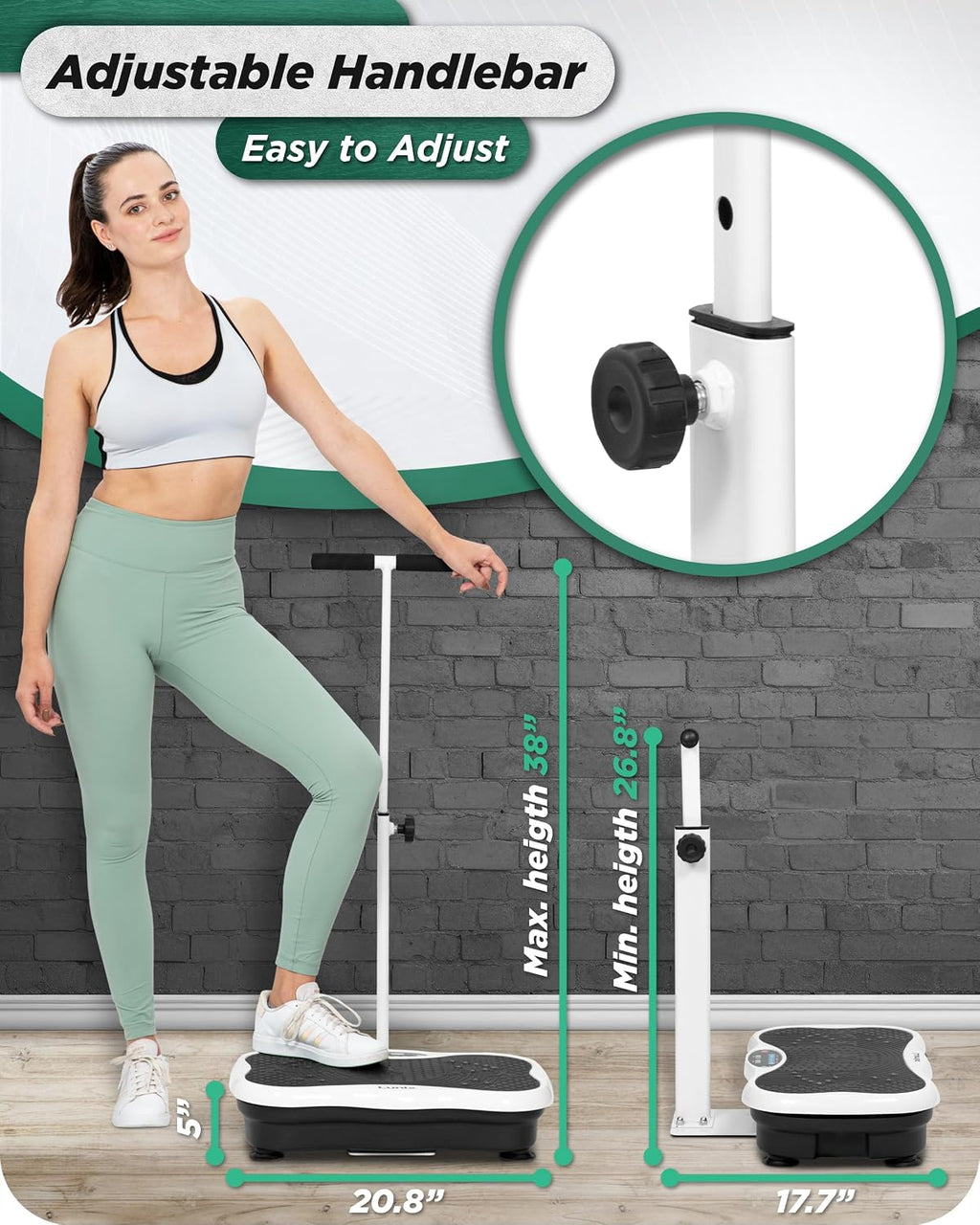 Lunix LX18 Vibration Plate Exercise Machine with Handles & Magnetic Acupoints, Power Platform for Lymphatic Drainage, Full Body Workout Home Fitness Equipment with Phone Holder