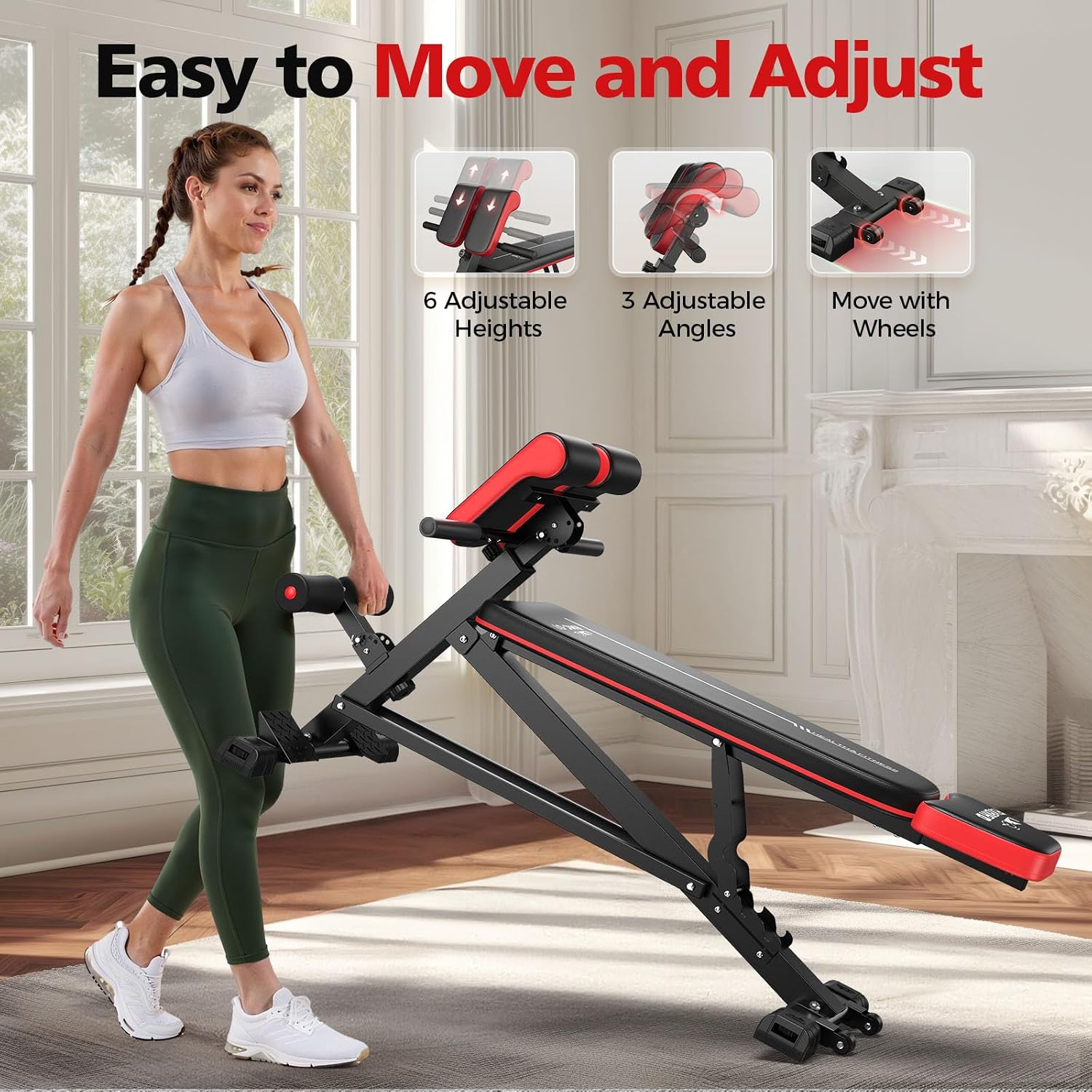 Flybird 4 in 1 Roman Chair with Adjustable Weight Bench & Sit Up Bench for Full Body Workout, Fitness equipment for HyperBack Extension for Glutes, Hamstrings & Lower Back, Multi-Purpose for Home Gym
