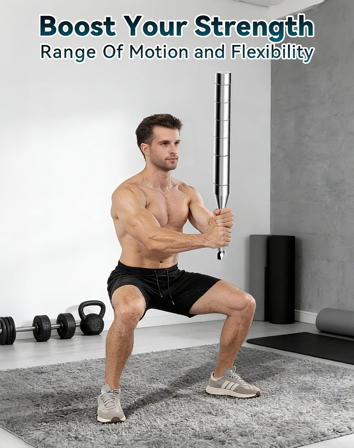 Adjustable Macebell, 6/8/13-in-1 Indian Club Weighted for Strength Training, Shoulder & Grip Workouts, Progressive Weight System