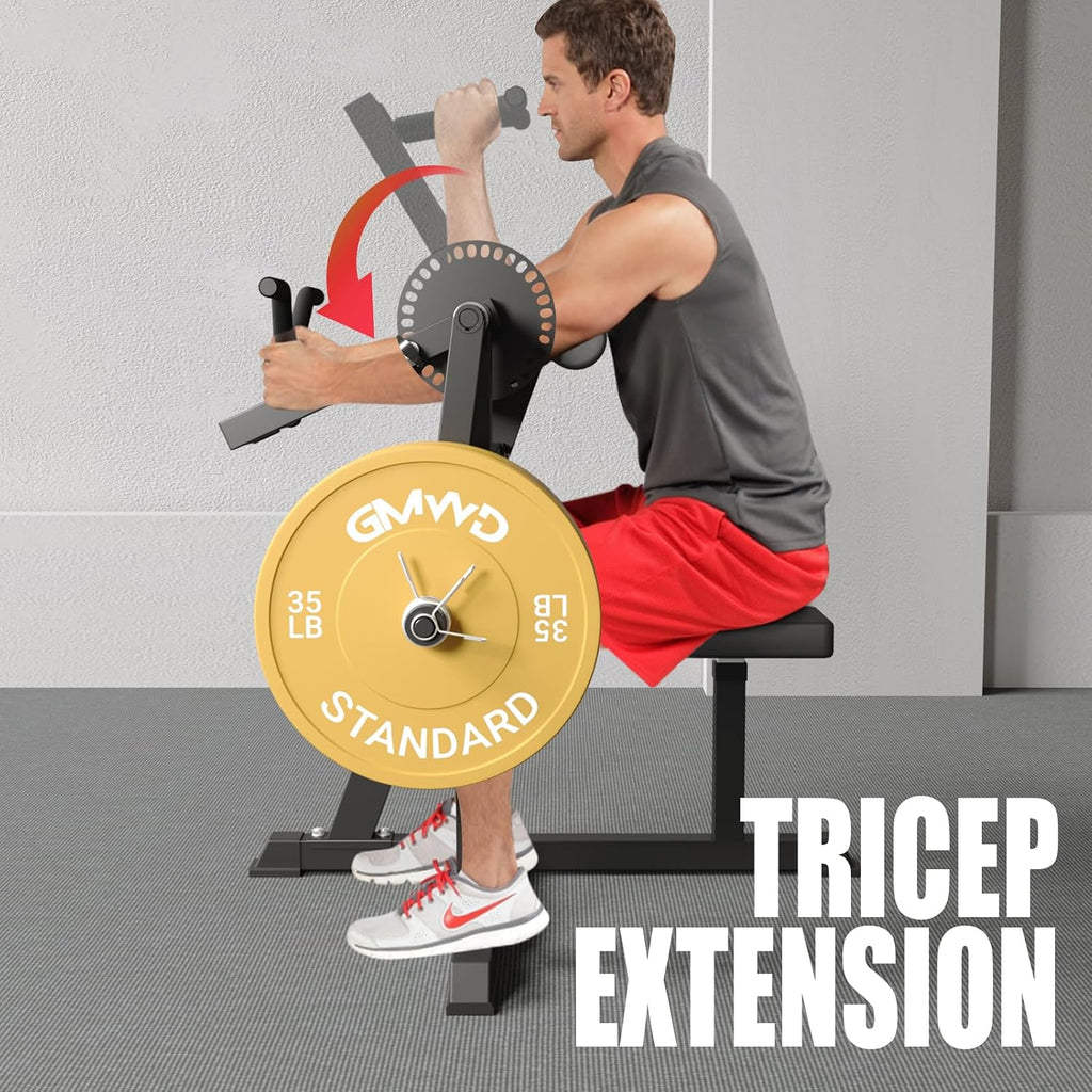 GMWD Bicep Tricep Curl Machine, 250LBS Plate Loaded Bicep Curls and Tricep Extension Machine, 2 in 1 Exercise Equipment for Home Gym Workout Station
