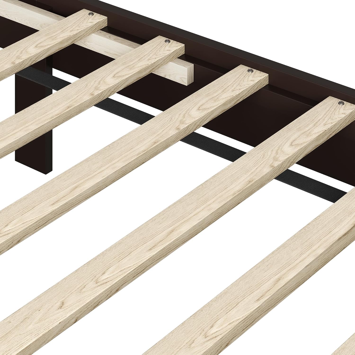 Yaheetech Wood Bed Queen, Farmhouse Espresso Rubberwood Platform Bed Frame with V-Designed Headboard, Sturdy Wooden Support Slats, Holds up to 800 Pounds, Noise-Free, Easy Assembly