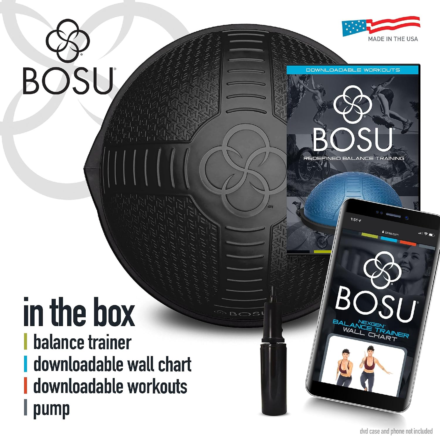 BOSU Nexgen Balance Trainer, Half-Ball Training Equipment, 65 cm Diameter, 300 lb Capacity - Burst-Resistant Stability Exercise Tool w/Non-Slip Base, Includes Hand Pump, Commercial-Grade
