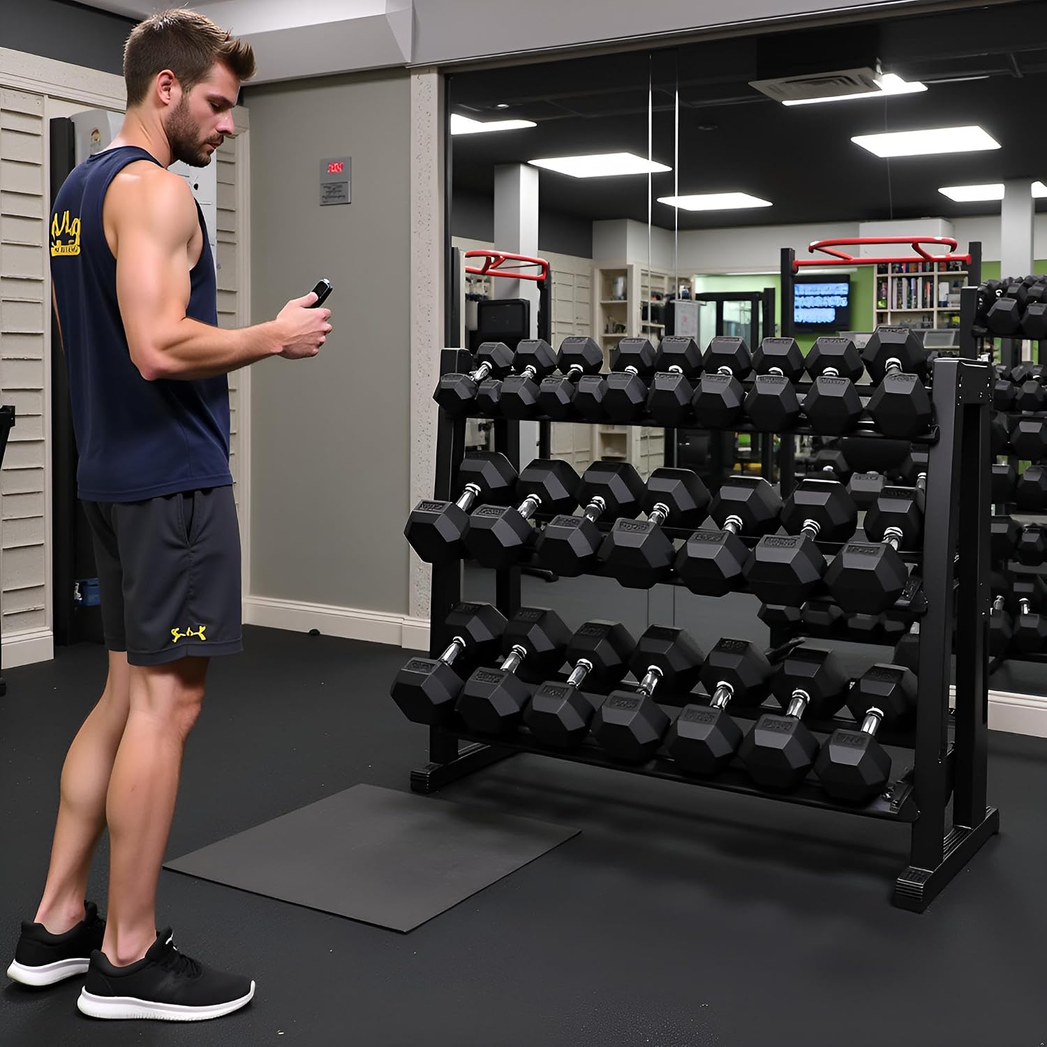 350/450/550 lbs Hex Weight Dumbbells Sets with Rack 5-45lbs Rubber Gym Equipment Coated Dumbbell Free Weights Set for Home Exercises Set of Weights Dumbbells and Rack