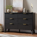 GarveeHome Fluted Dresser for Bedroom with 6 Deep Drawers, 47.2 in Wide Modern Chest of Drawers, Wooden Dresser TV Stand, Curved Profile Design, for Living Room, Kids Room, Hallway, Black