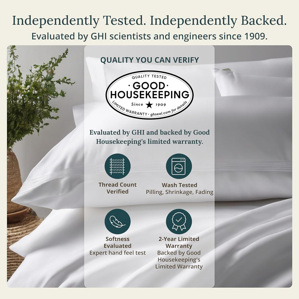 California Design Den Pack of 2 Percale Sheets King Size Set - 100% Organic Cotton, Deep Pocket King Sheets Sets, Crisp, Breathable and Lightweight Bedding - White