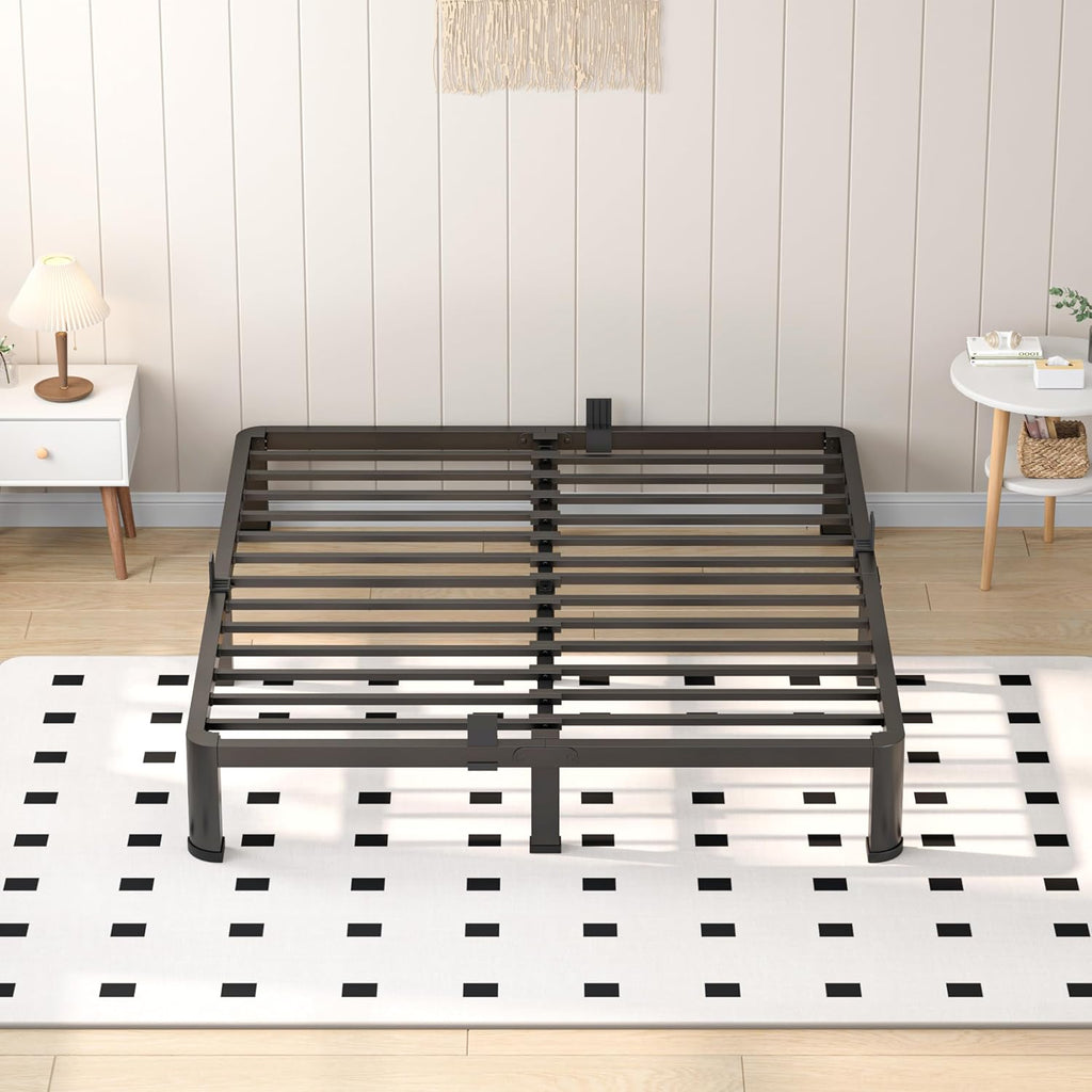 VIPSHOW 10 Inch Full Heavy Duty 3500 lbs Bed Frame with Round-Corner Legs & Anti-Squeak Design – Quick Assembly Metal Platform, No Box Spring Needed