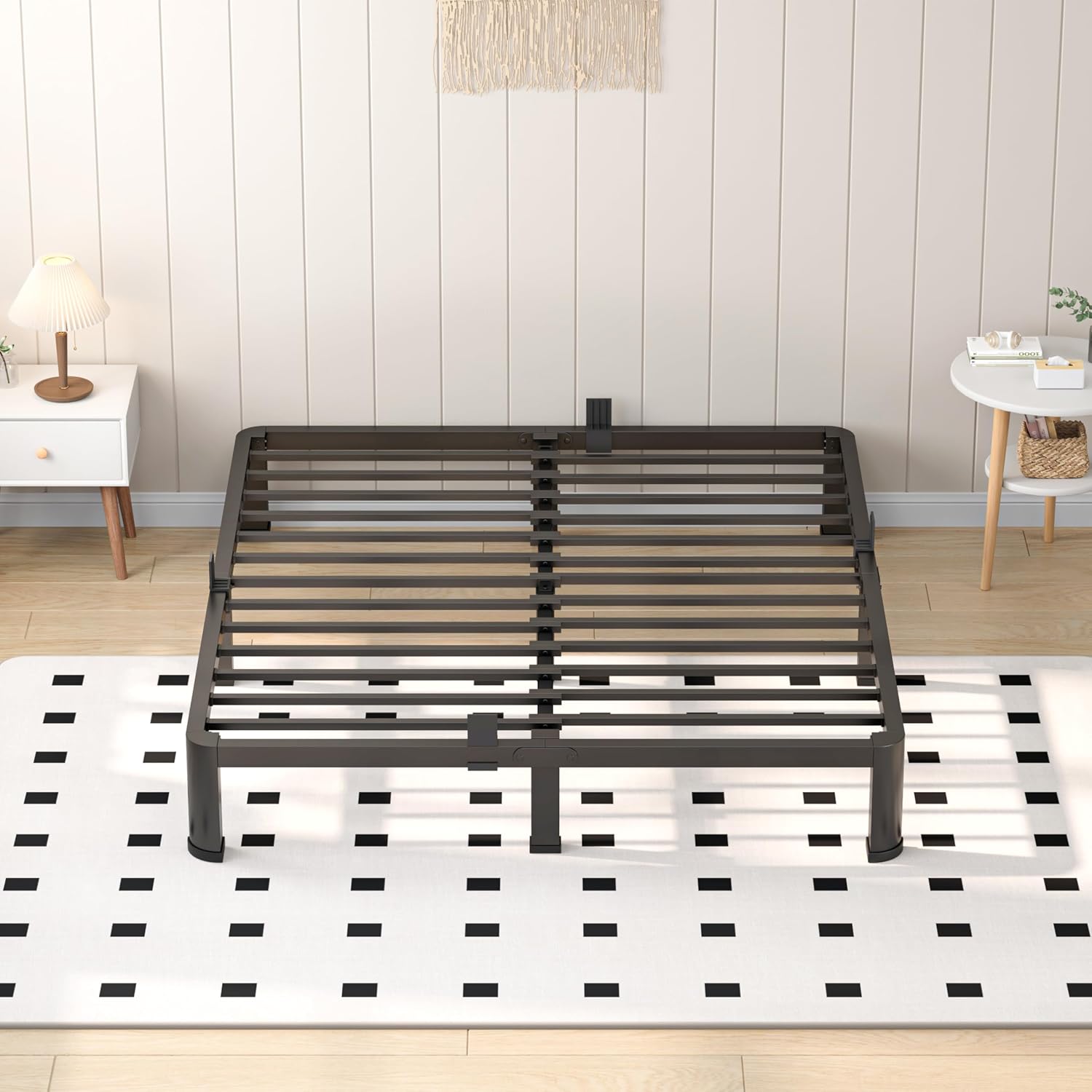 VIPSHOW 10 Inch Full Heavy Duty 3500 lbs Bed Frame with Round-Corner Legs & Anti-Squeak Design – Quick Assembly Metal Platform, No Box Spring Needed