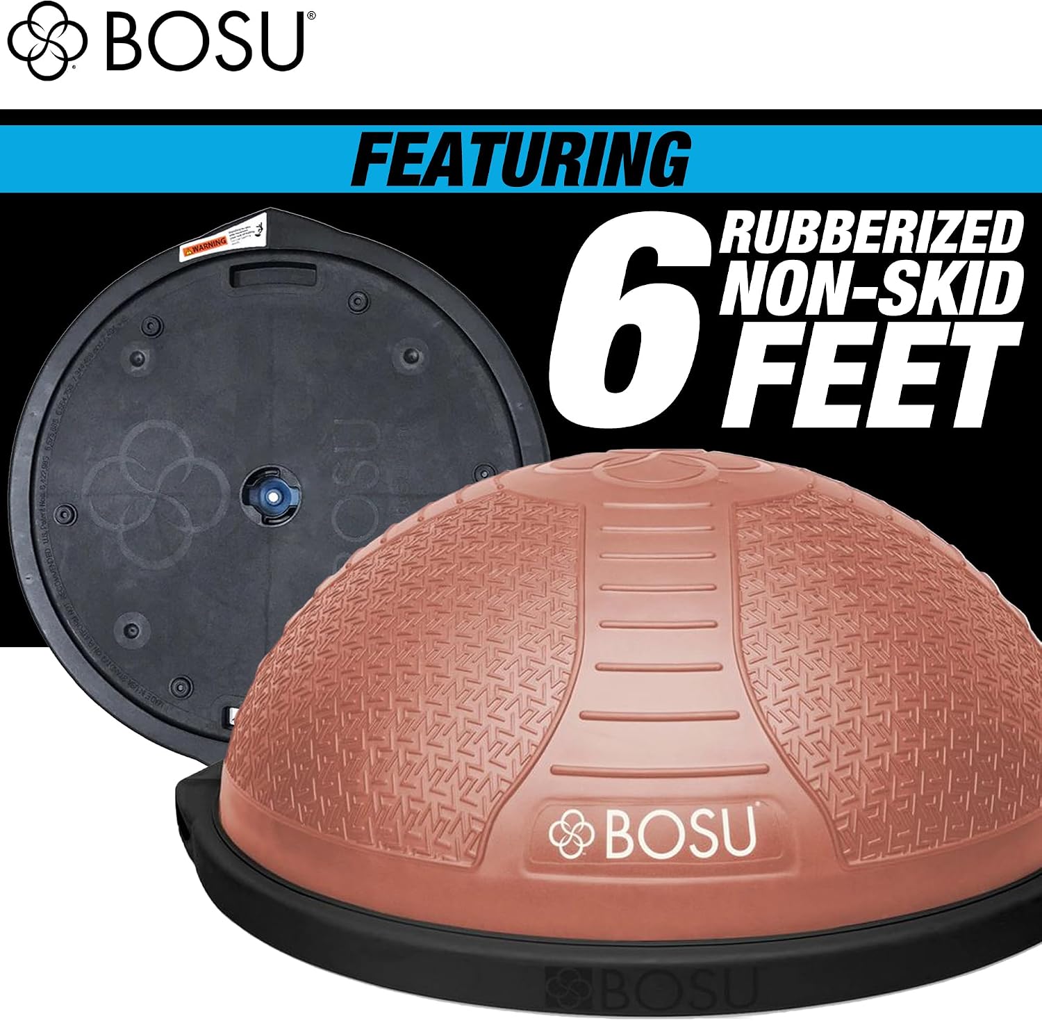 BOSU Nexgen Balance Trainer, Half-Ball Training Equipment, 65 cm Diameter, 300 lb Capacity - Burst-Resistant Stability Exercise Tool w/Non-Slip Base, Includes Hand Pump, Commercial-Grade