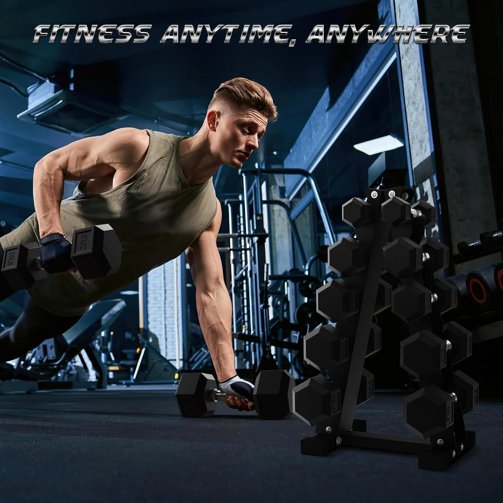 Hex Dumbbells Rubber Coated Hand Weights Set for Exercises and Fitness, Dumbbell Set for Multiple Weight